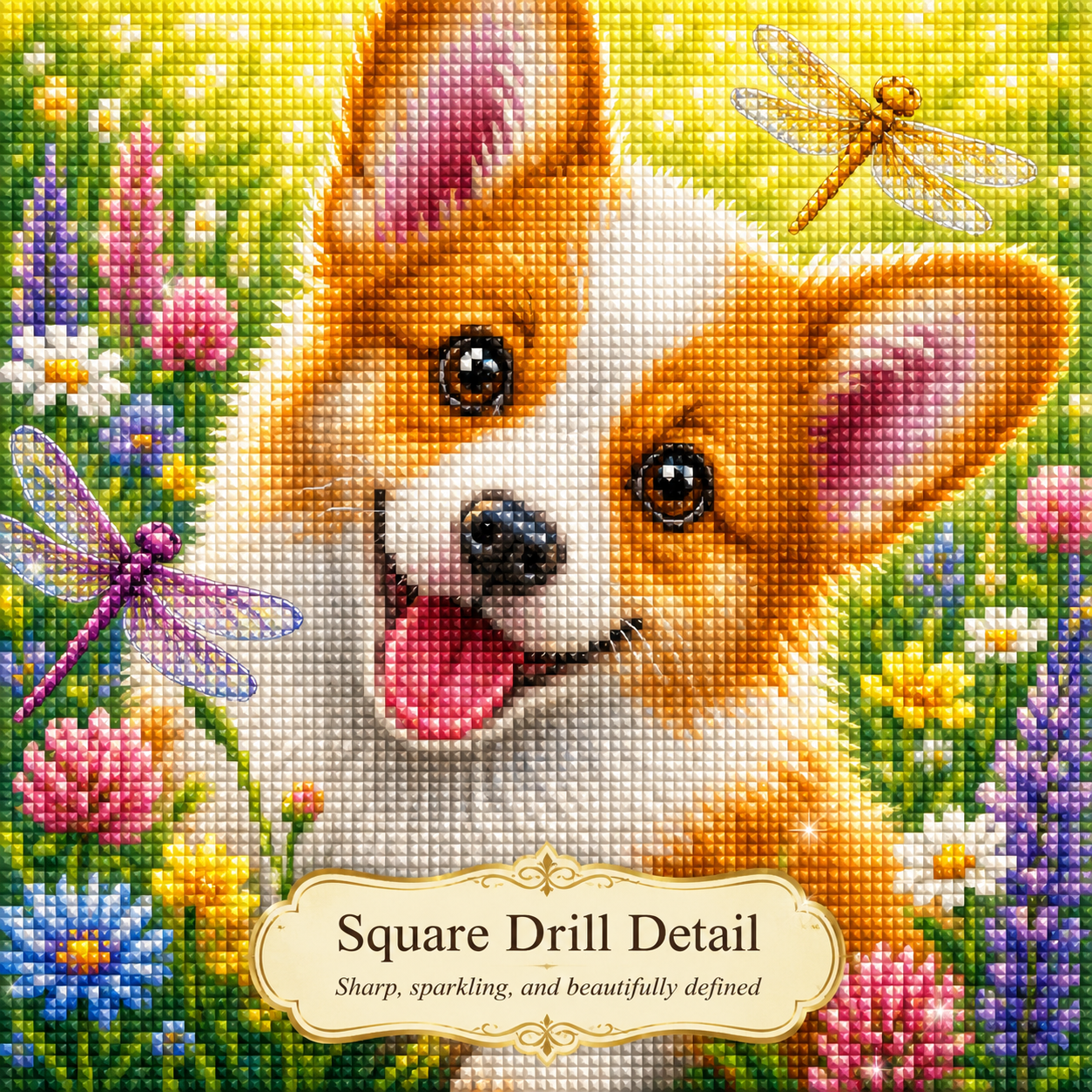 Dragonfly Corgi Diamond Painting Kit