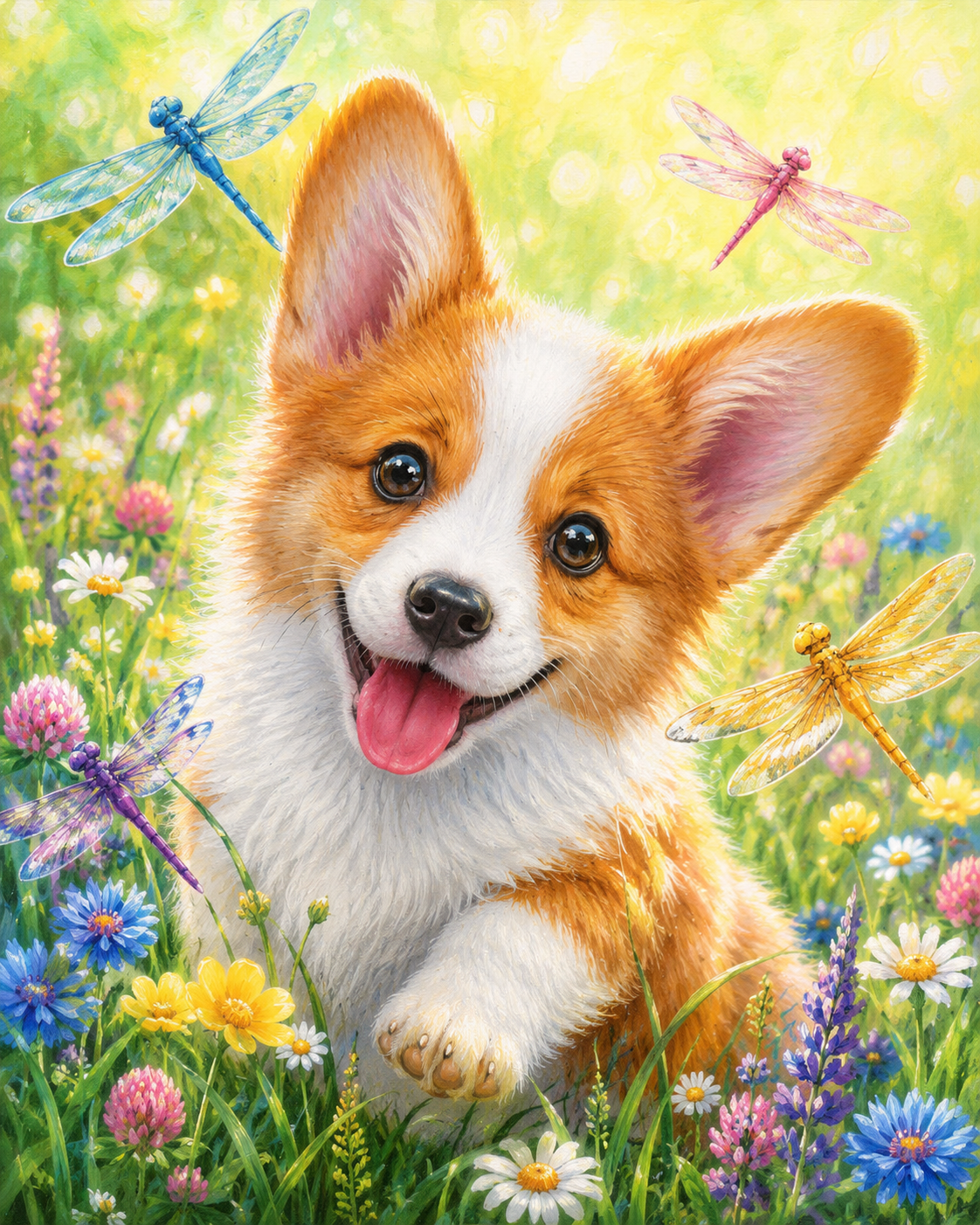 Dragonfly Corgi Diamond Painting Kit