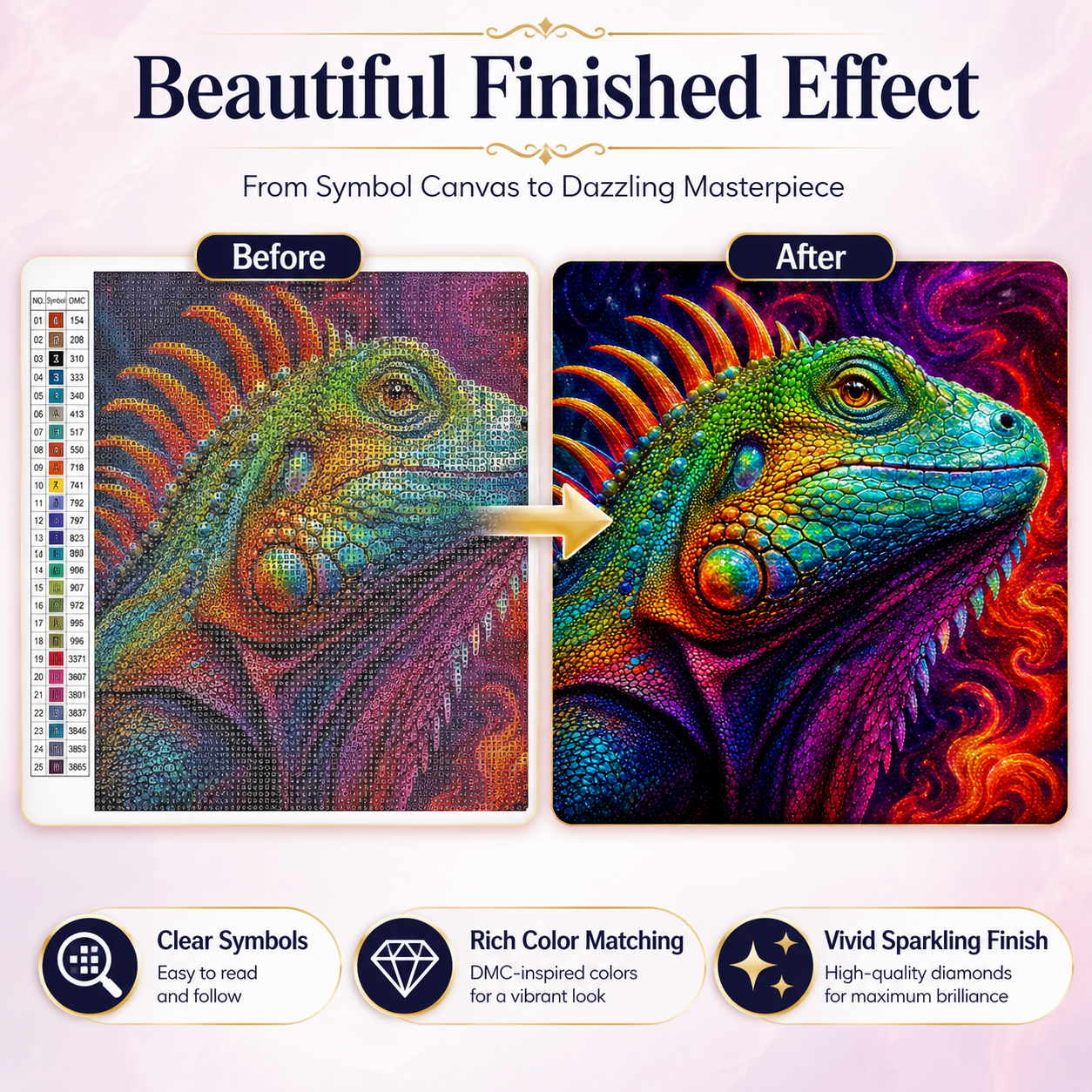 Neon Rainbow Iguana Diamond Painting Kit