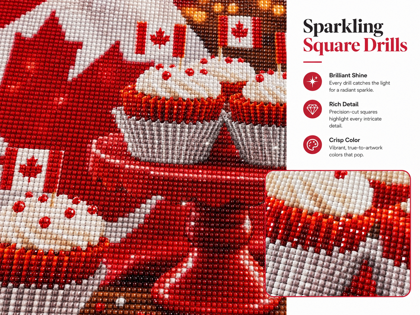Canadian Celebration Cupcakes Diamond Painting Kit