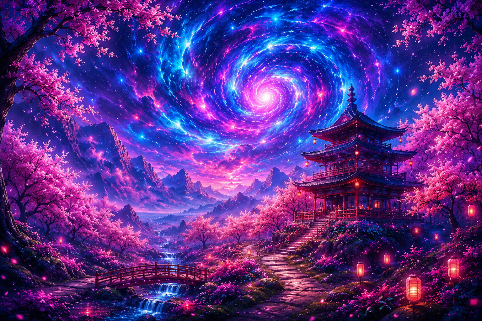 Sakura Galaxy Pagoda Diamond Painting Kit