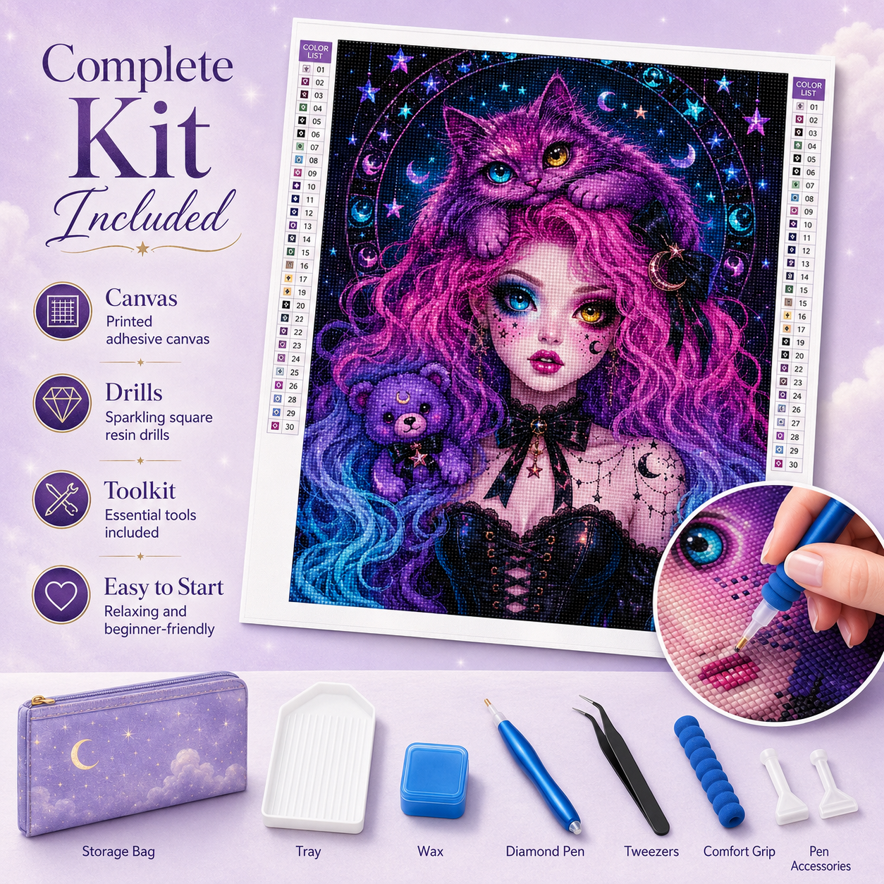 Mystic Moon Lily Diamond Painting Kit