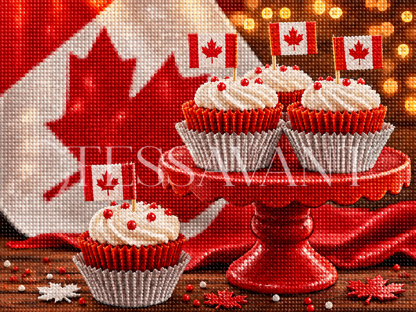 Canadian Celebration Cupcakes Diamond Painting Kit