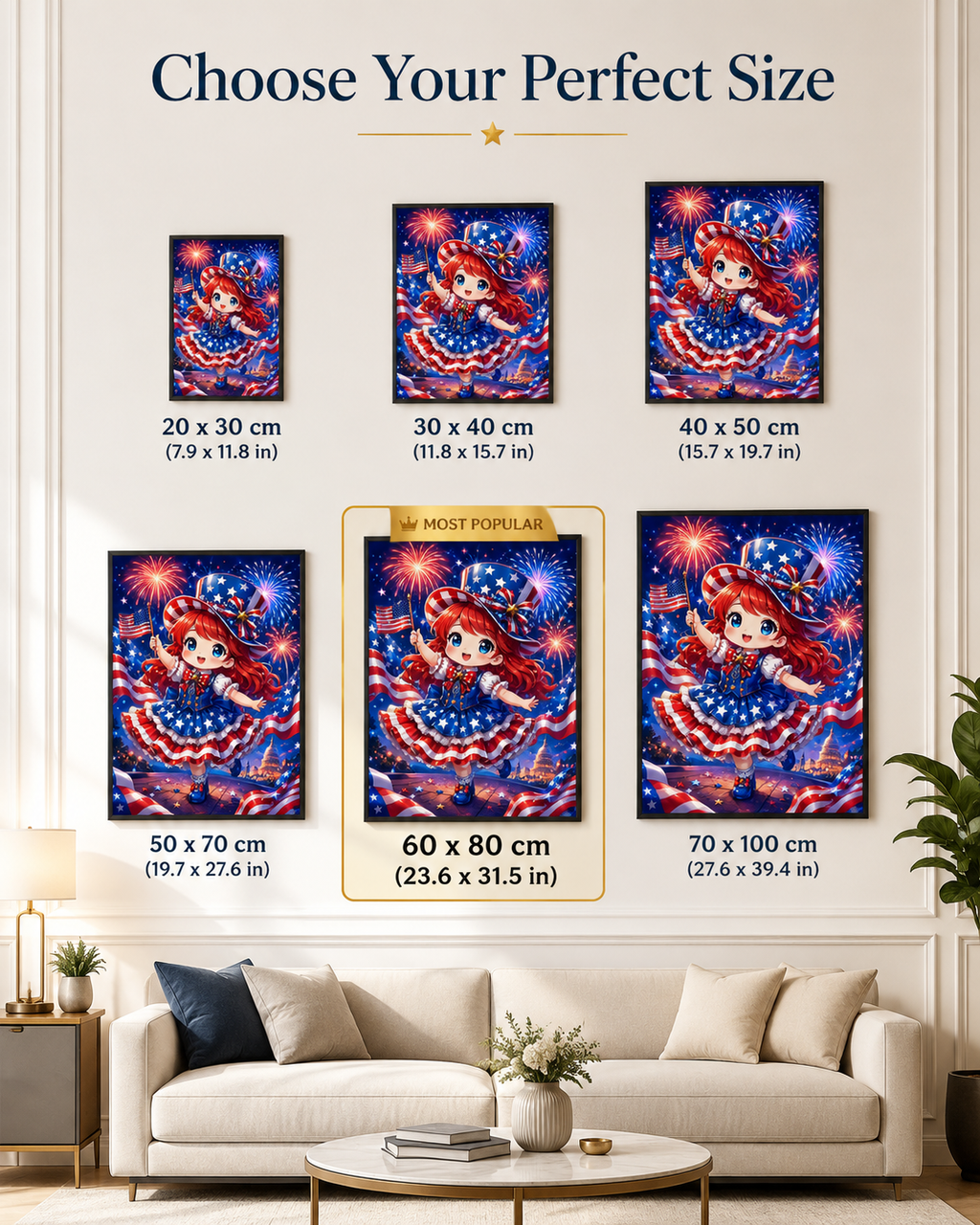 Patriotic Fireworks Girl Diamond Painting Kit