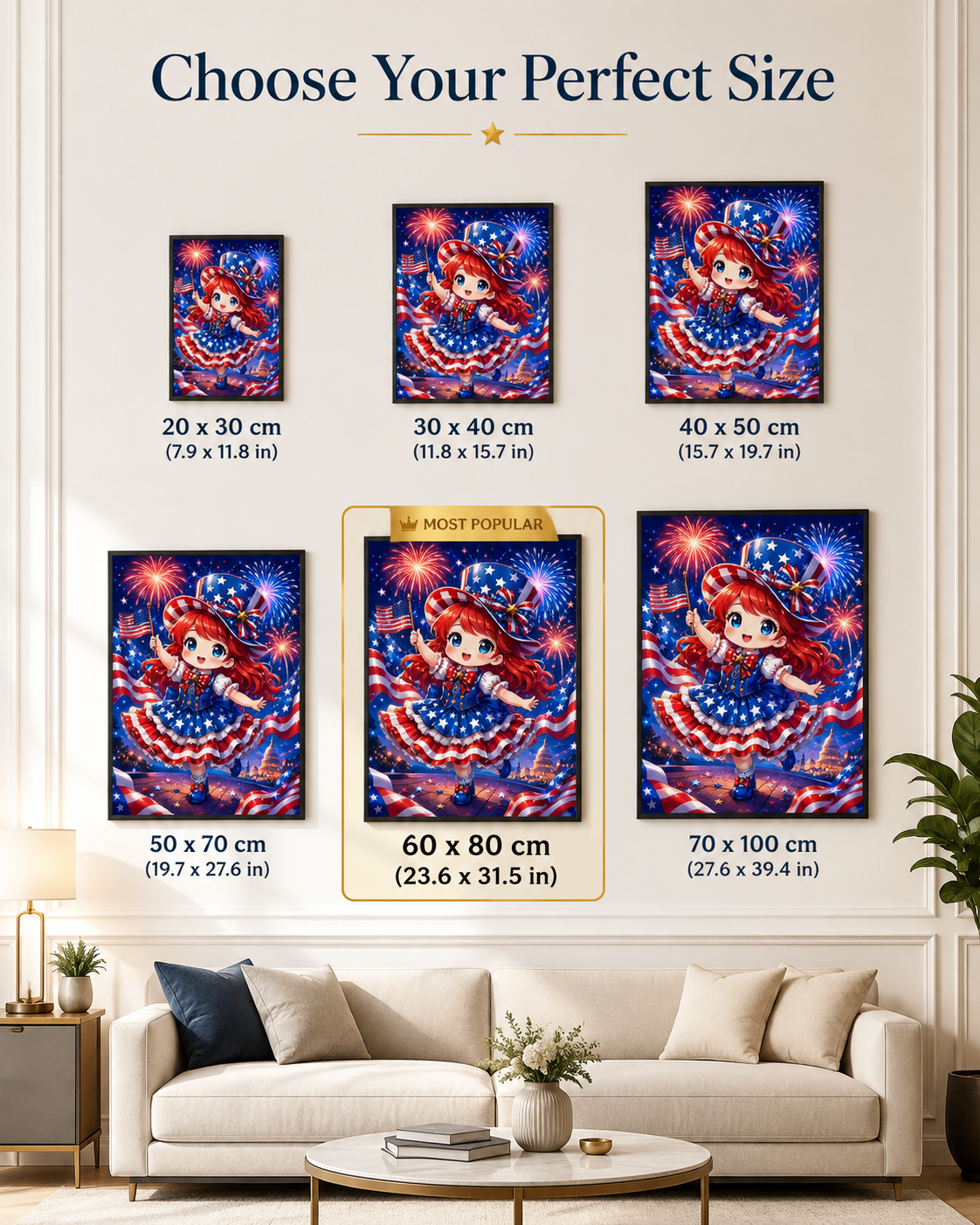Patriotic Fireworks Girl Diamond Painting Kit