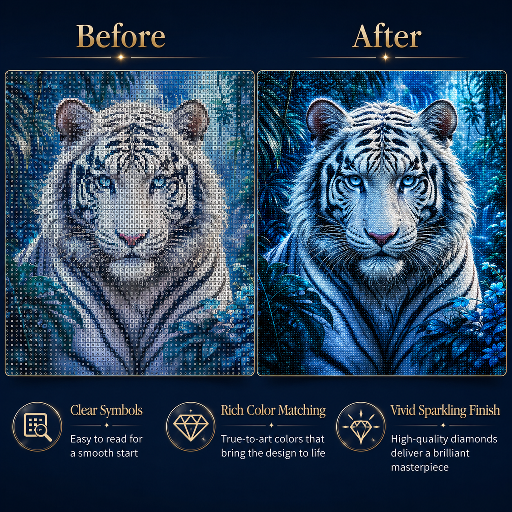 Glacial Guardian White Tiger Diamond Painting Kit