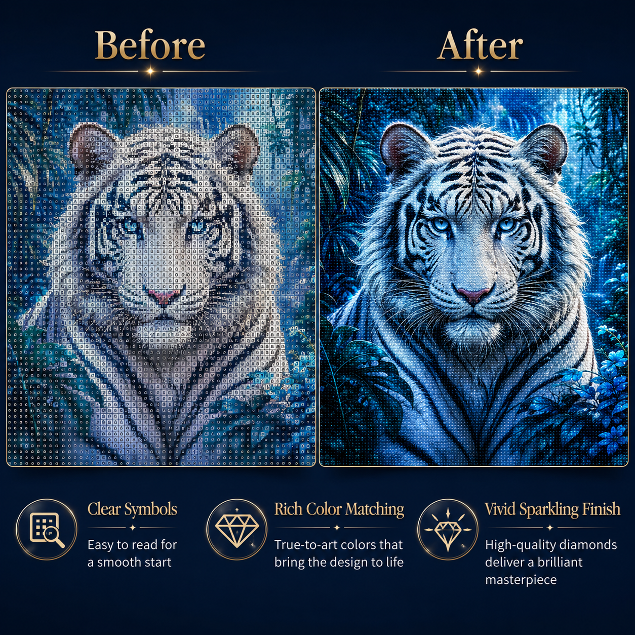Glacial Guardian White Tiger Diamond Painting Kit