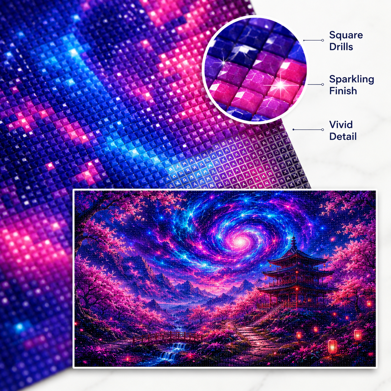 Sakura Galaxy Pagoda Diamond Painting Kit