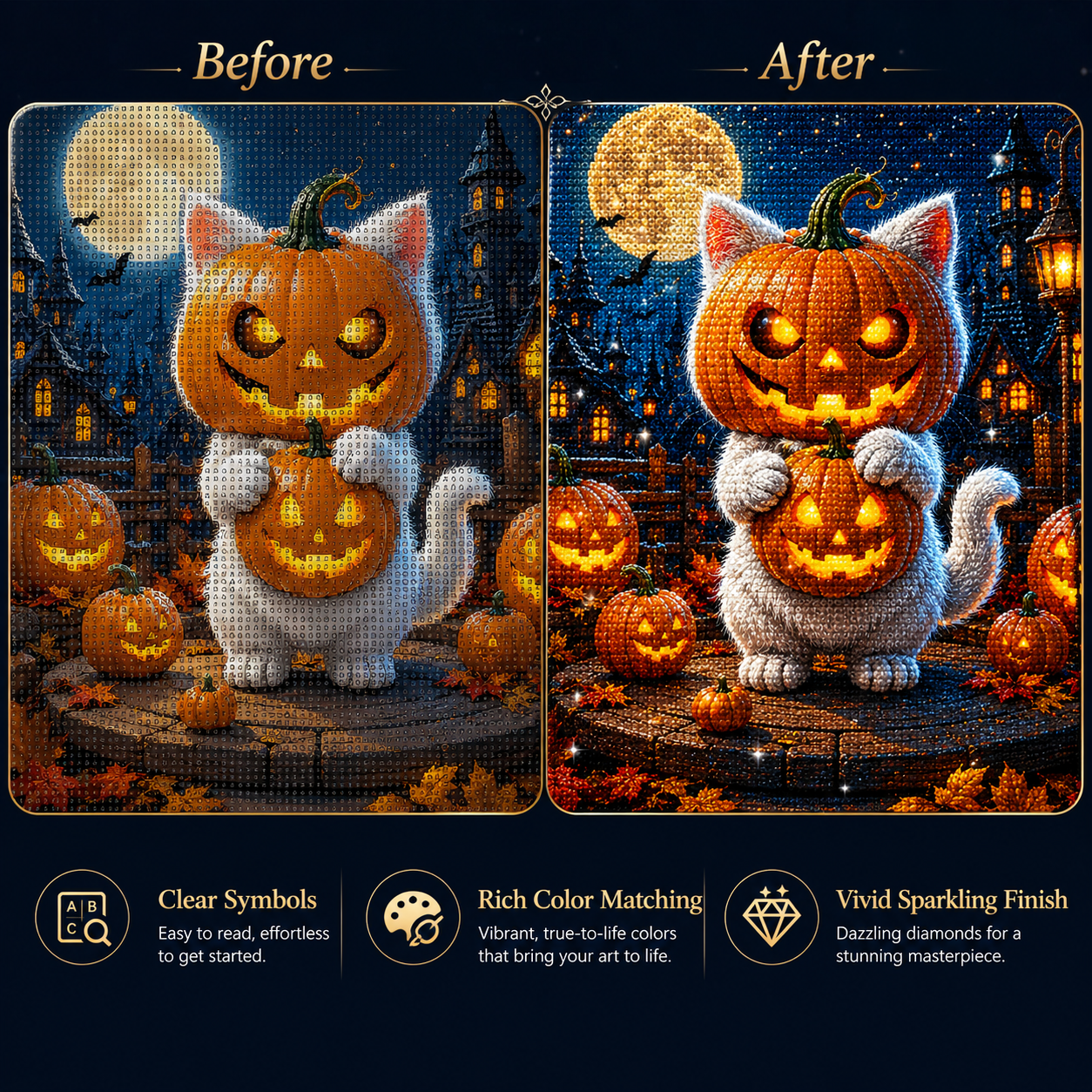 Pumpkin Cat Halloween Diamond Painting Kit