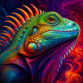 Neon Rainbow Iguana Diamond Painting Kit