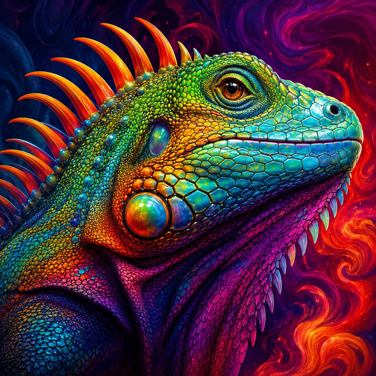 Neon Rainbow Iguana Diamond Painting Kit