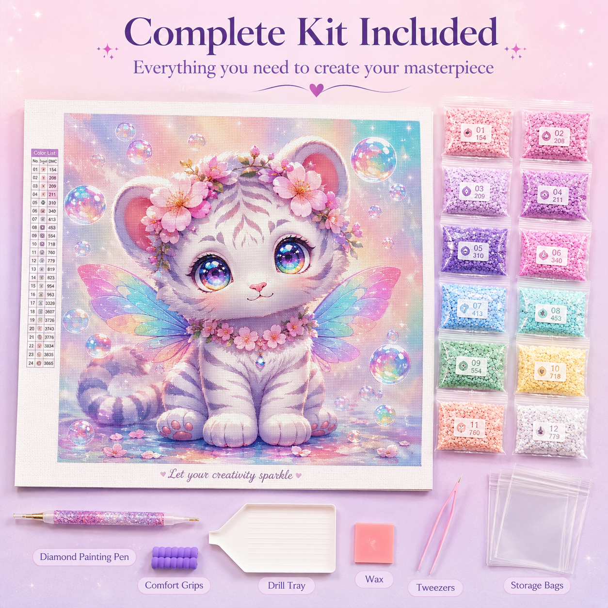 Fairy Paws Tiger Cub Diamond Painting Kit